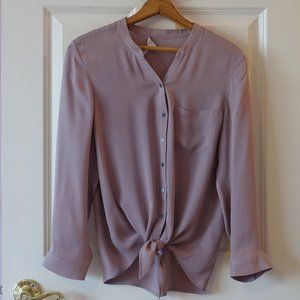 Joie Mauve Tie Up Blouse || 100% Silk